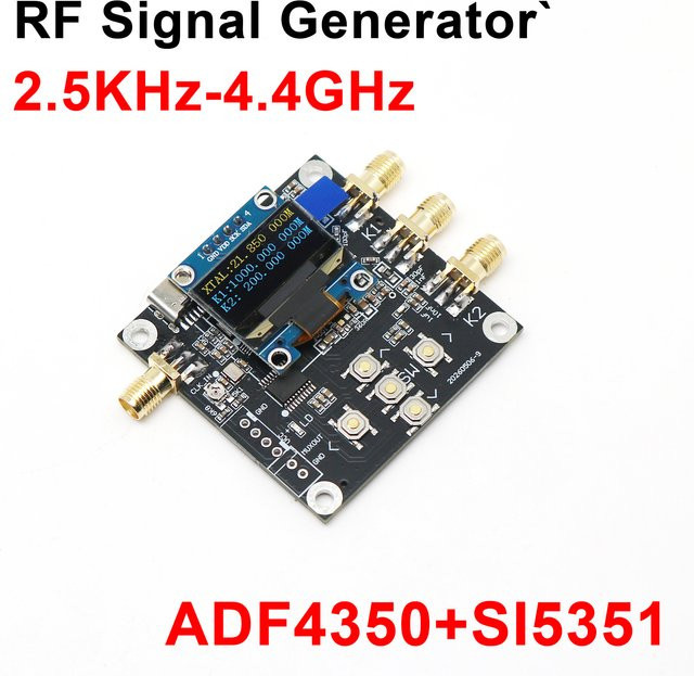 DYKBmetered HF-Signalgenerator ADF4350 + SI5351 Taktwellenquelle für SMA-Signale, 2,5 kHz - 4,4 GHz, Schwarz - Bild 1