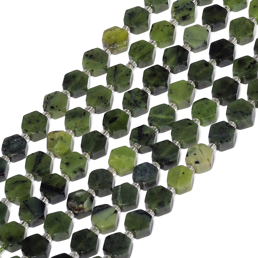 xilitata Natursteinperlen, Kanada-Jade, grün, sechseckig - Bild 2