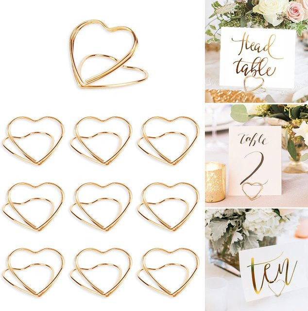ZQNYCY Herz Tischkartenhalter aus Metall in Rose Gold und Gold für Hochzeit und Geburtstag - Bild 1