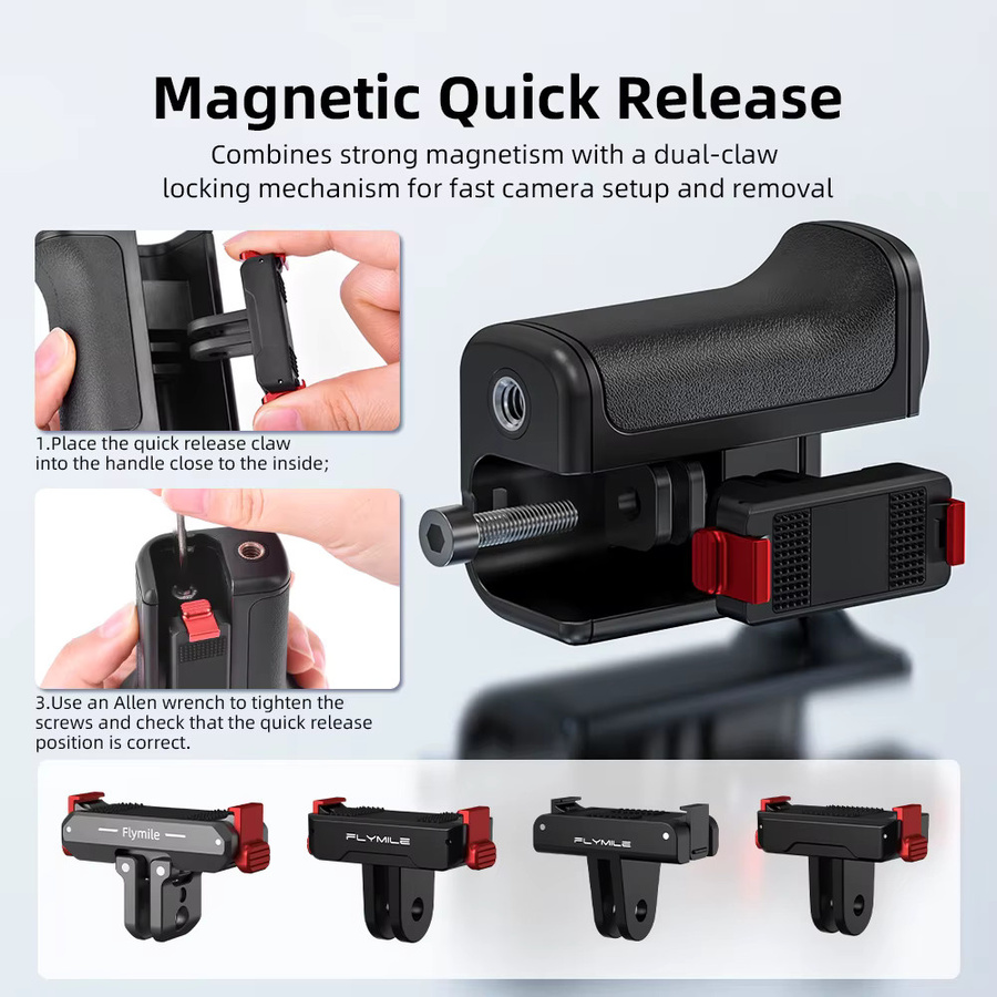 Flymile Action 6 Street-Griff für DJI Osmo Action 6 mit Auslöseknopf in Schwarz - Bild 5