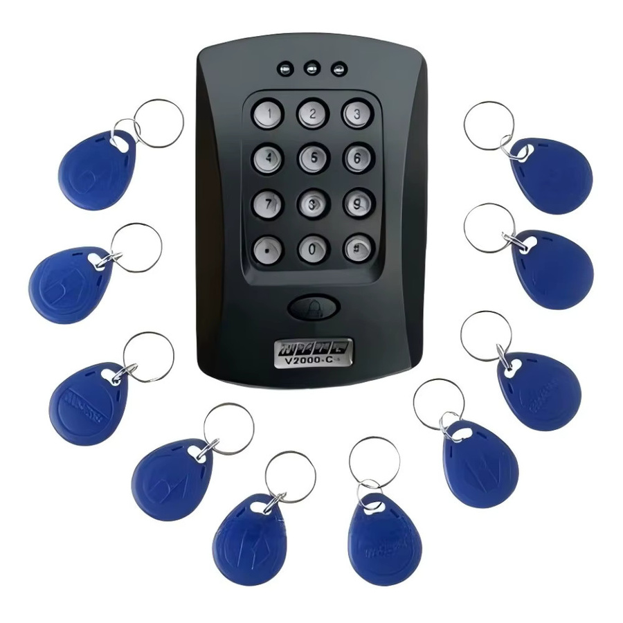 Türzugangskontroll-Tastatur mit RFID-ID-Näherungsleser und 10 ID-Karten im Schlüsselanhänger-Design, Schwarz - Bild 3