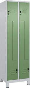 C+P Z-Spind Classic PLUS mit 4 Fächern, Standmodell aus Stahl mit Soft-Anschlag und Sicherheits-Drehriegel, Grau/Grün, H x B x T: 195 x 60 x 50 cm - Bild 1