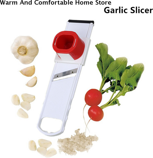 HUXUAN 2-in-1 Knoblauchpresse und Ingwerreibe in Weiß, multifunktionaler manueller Knoblauchschäler und Gemüseschneider aus Kunststoff - Bild 1