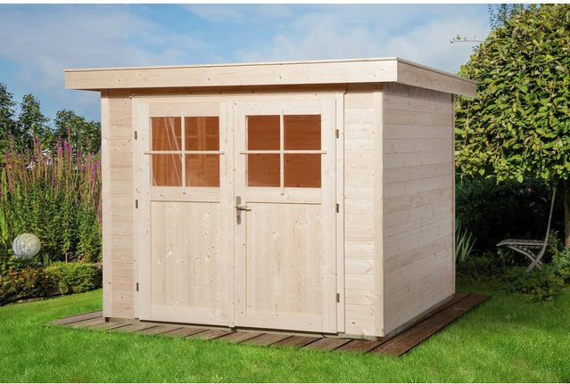 WEKA Gartenhaus 227 Gr.2 aus Massivholz mit Flachdach in Beige, B/H/T: 257 x 217 x 239 cm - Bild 1