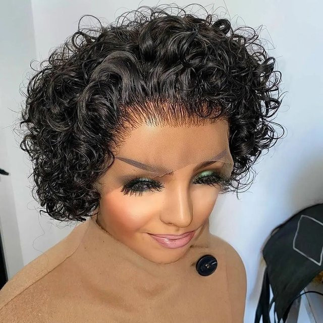 KEILANTRA Pixie-Cut-Perücke Echthaarperücke, Spring Curl, Schwarz, Damen - Bild 1