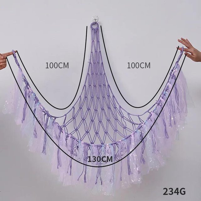 Love Home Garden Wand-Eck-Hängematte als Aufbewahrungsnetz aus geflochtenem Baumwollseil in Violett und Multicolour - Bild 1
