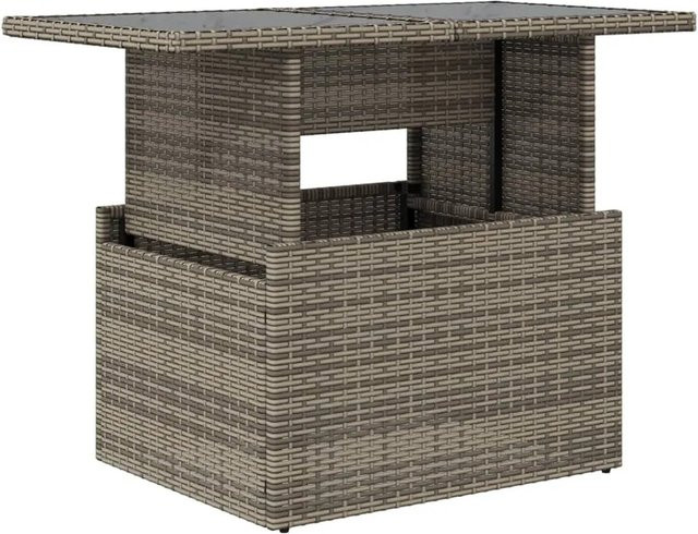 vidaXL Gartentisch aus PE-Rattan und pulverbeschichtetem Stahl mit Hartglasplatte in Grau, B/T/H: 100 x 55 x 73 cm - Bild 1