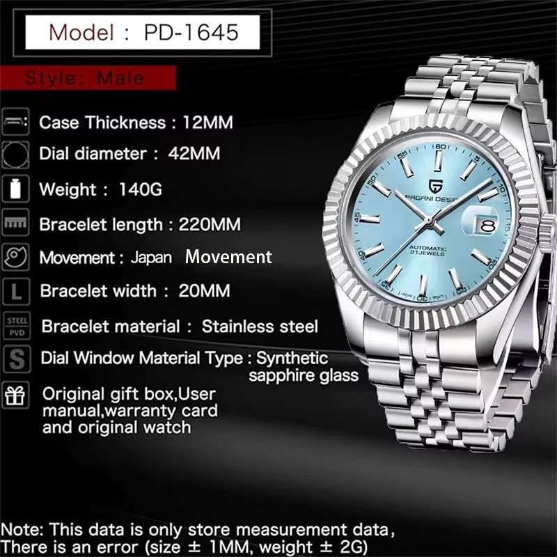 PAGANI DESIGN Armbanduhr, Automatik, Edelstahl, Grün, 42 mm, Herren - Bild 6