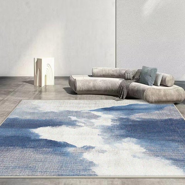 JGJG Moderner Geometrischer Teppich in Blau, Rutschfest und Waschbar, B/B: 60 x 90 cm - Bild 1