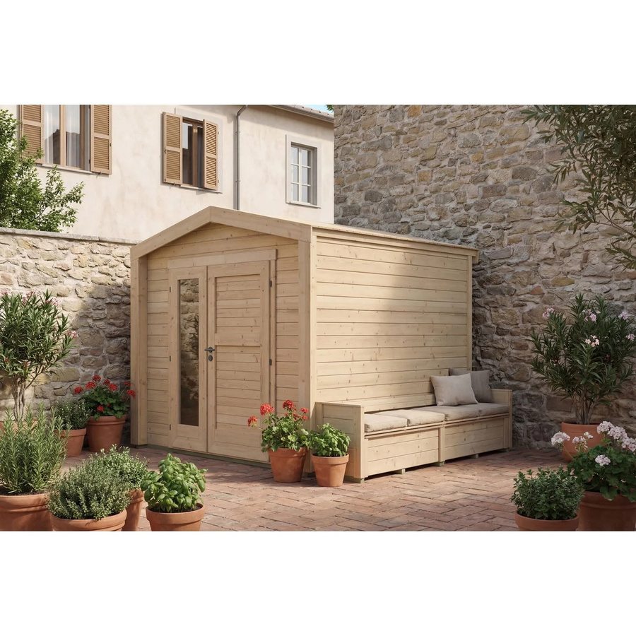 Weka Holz-Gartenhaus Killarney mit Satteldach in Natur Braun B: 308 cm, T: 263 cm, H: 241 cm - Bild 2