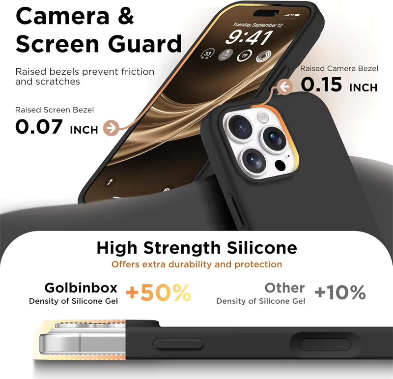Newteneight Magnetische Flüssigsilikon Schutzhülle für iPhone kompatibel mit MagSafe in Orange oder Schwarz - Bild 3