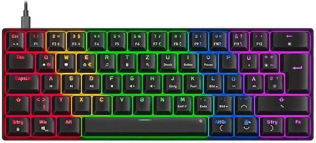 Speedlink ATMOS RGB Regenbogen Mechanische 60% Gaming Tastatur mit braunen Schaltern, schwarz - Bild 1