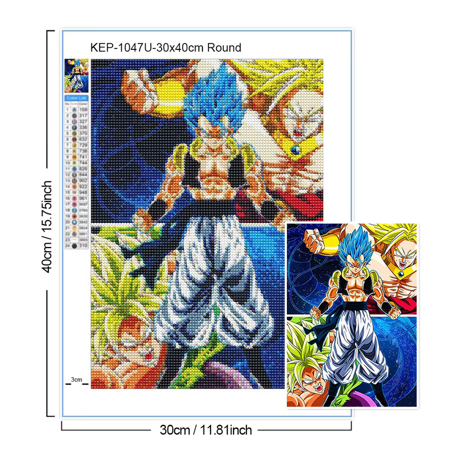 5D Diamant-Malerei Anime Super Saiyan Son-Goku von Bandai als DIY Mosaik-Stickerei in Multicolour für Erwachsene - Bild 3