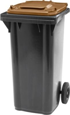 Fahrbare Mülltonne SSI Schäfer GMT eXtra mit Klappdeckel, 120 l, schwarz-braun - Bild 1