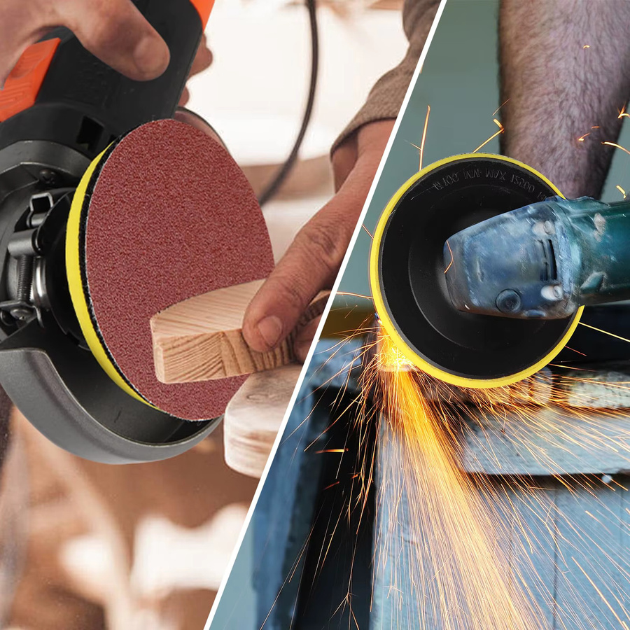 VIBRATITE Schleifscheiben-Set mit Klettverschluss für Winkelschleifer, 100 mm Schleifpapier in den Körnungen 60–240 inklusive Stützteller und M10-Adapter zum Polieren und Reinigen - Bild 4