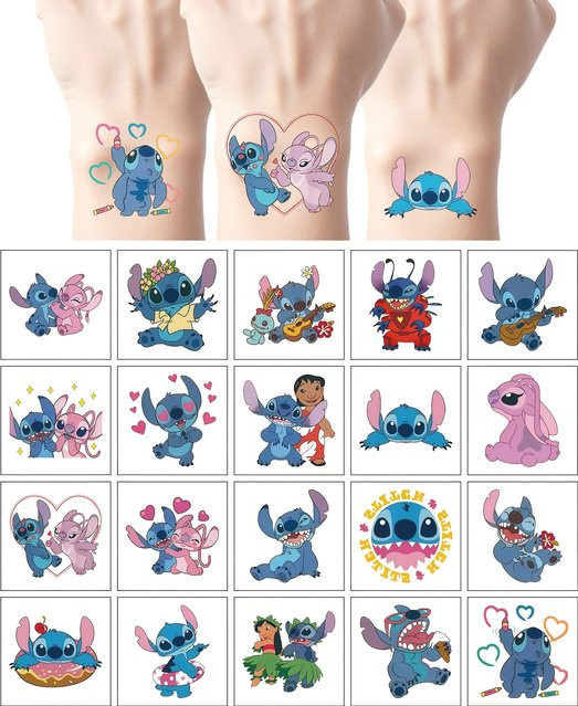 Disney Stitch Temporäre Tattoos, 40 Stück, Cartoon-Party-Zubehör - Bild 1