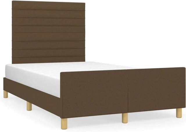vidaXL Bettgestell mit Kopfteil in Dunkelbraun aus Stoff und Holz B/T/H: 120 x 200 x 126 cm - Bild 1