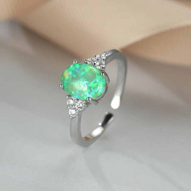 Ring 950 Platin, Opal, Damen, Vintage - Bild 1
