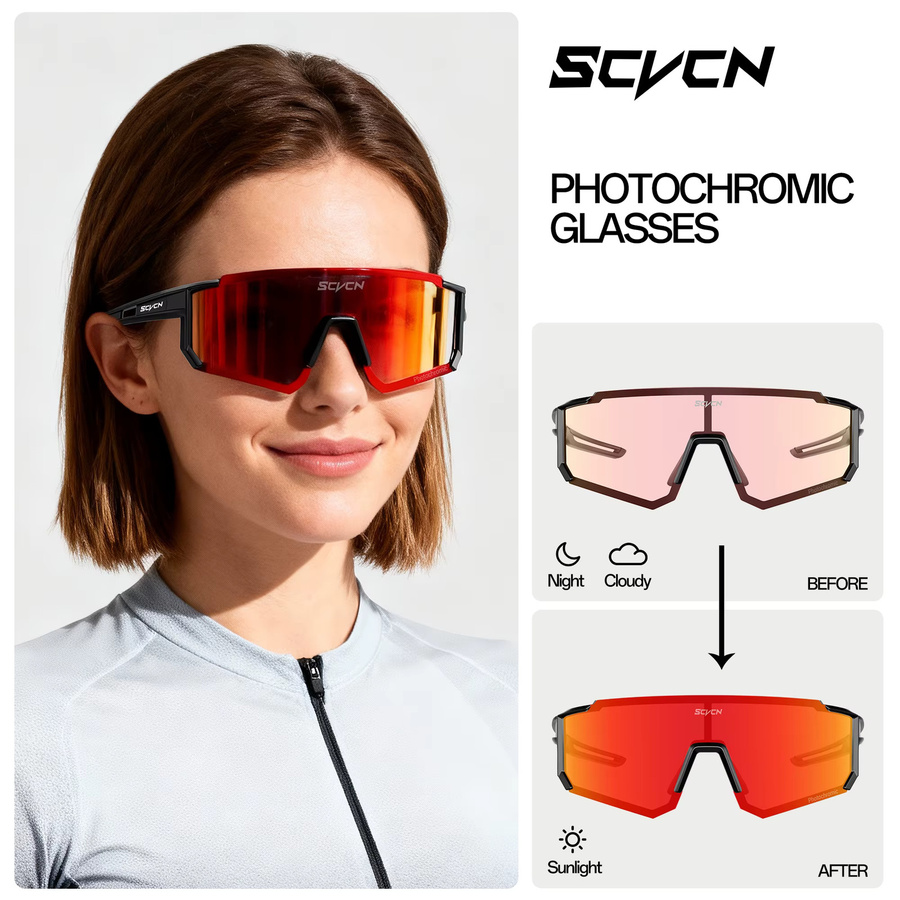 SCVCN Sportsonnenbrille, Photochrome, Unisex, Vollrand, Kunststoff - Bild 2