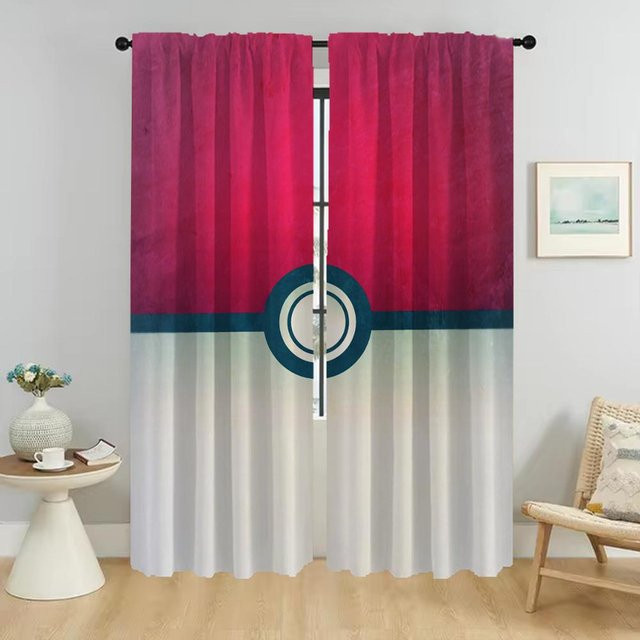 Partition P-pokemones Elegante Tüll-Zimmervorhänge 2-teilig, halbtransparent, Multicolour, B: 86 cm, H: 137 cm - Bild 1