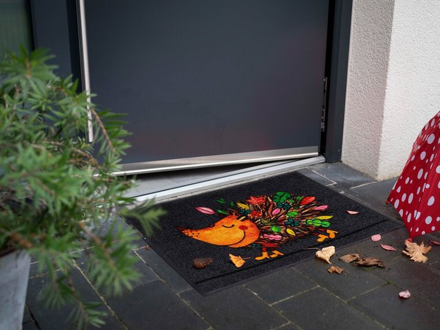 Rutschhemmende Fußmatte Salonloewe in Anthrazit und Multicolour aus Polyamid und Gummi, Rechteckig - Bild 1