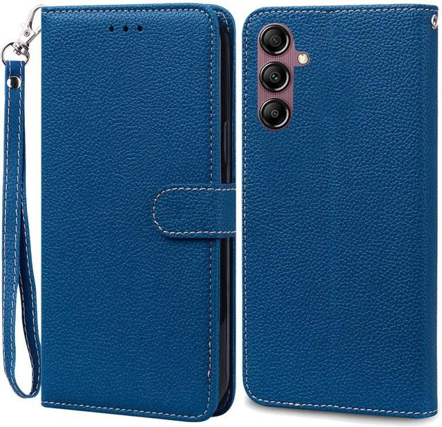 Samsung Galaxy A14 5G Leder Portemonnaie Flip Case Hülle in Blau - Bild 1