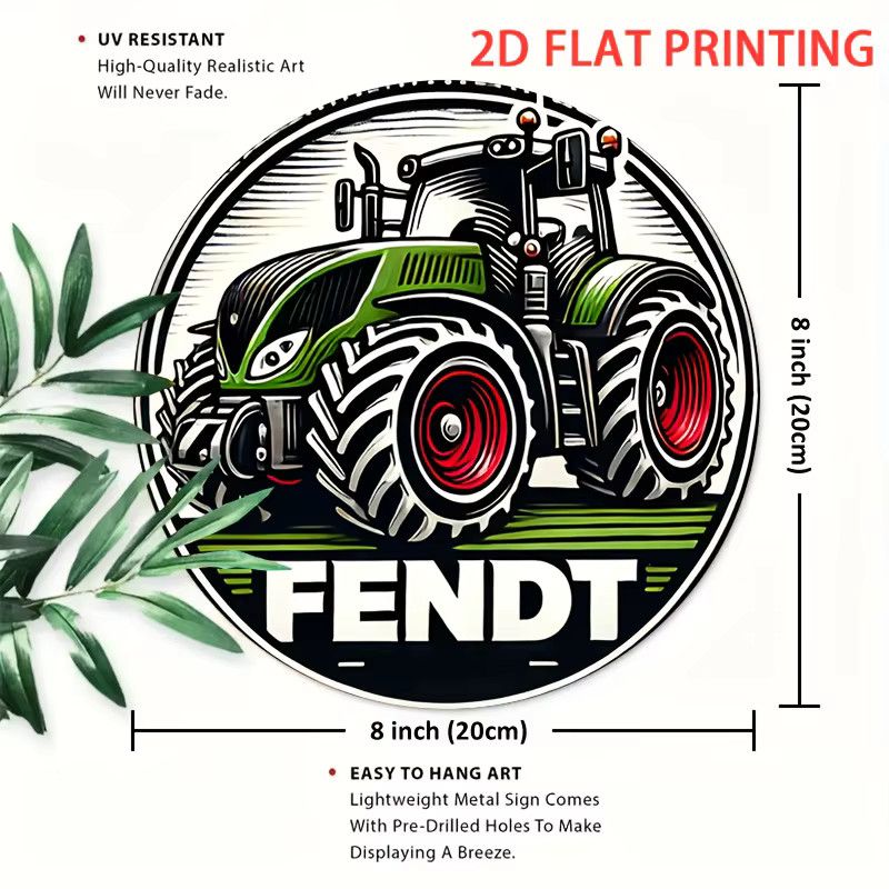 Potdemiel Fendt Traktor Vintage Metallblechschild, rundes Eisen-Wandkunst-Schild, Durchmesser: 20,32 cm - Bild 3
