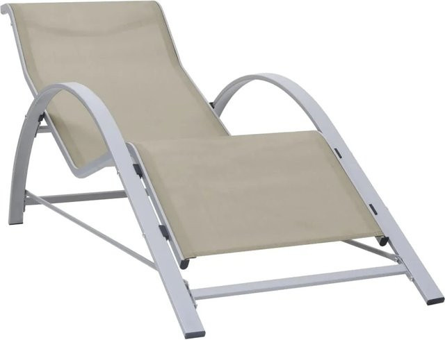 vidaXL Sonnenliege aus Textilene und Aluminium in Beige, B/T/H: 193 x 66 x 31 cm - Bild 1