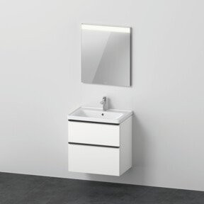 Duravit D-Neo Badmöbel-Set in Weiß Matt mit Möbelwaschtisch und beleuchtetem Universal-Spiegel mit LED-Randlichtfeld - Bild 1