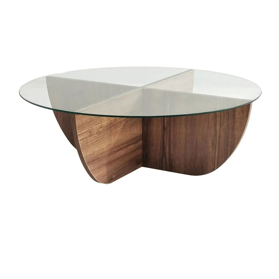 Vente-unique Couchtisch Aysun in Transparent und Naturfarben Dunkel aus gehärtetem Glas und Spanplatte, B/T/H: 90 x 30 x 300 cm - Bild 2