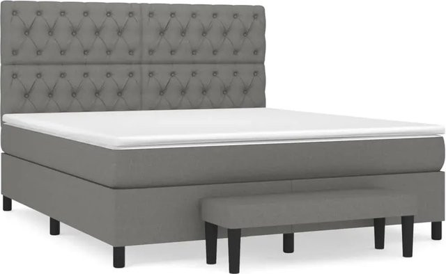 vidaXL Boxspringbett Hybrid mit Matratze und Kopfteil Dunkelgrau B/T: 160 x 200 cm - Bild 1