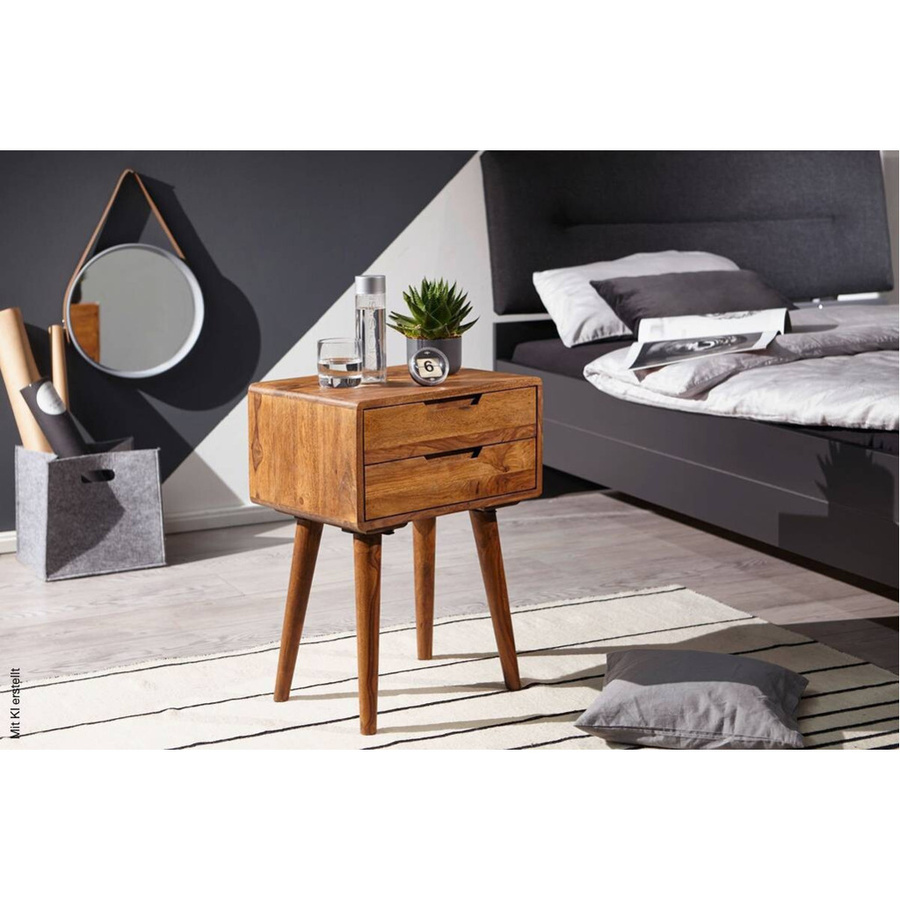 Nachtkonsole Wohnling aus Sheesham Holz in Braun B/H/T: 47 x 66 x 36 cm - Bild 3