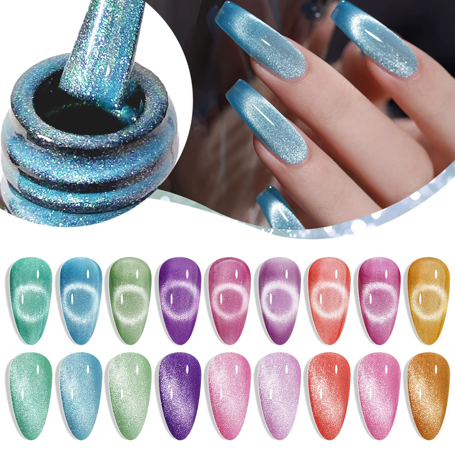 Sui Katzenaugen-Nagellack-Set, 9 Farben, mit Mondstein und Sterneffekt - Bild 2
