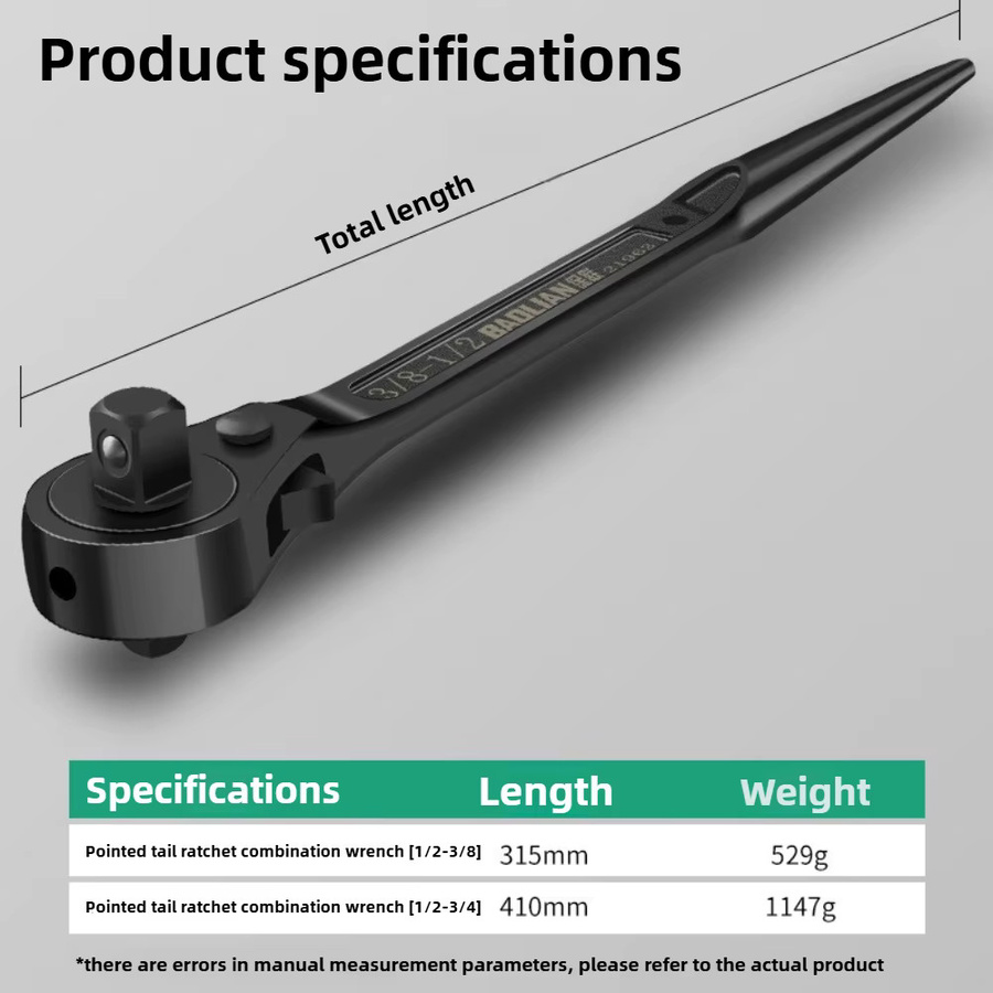 Multifunktionaler verstellbarer Steckschlüssel Adapter mit Ratschenfunktion in Schwarz für 1/2 3/8 und 3/4 Zoll - Bild 6