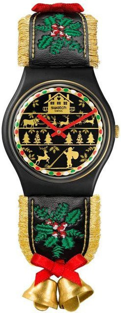 Swatch Armbanduhr, Quarz, biobasiertes Material, 34 mm, Leder, Schwarz, Unisex - Bild 1