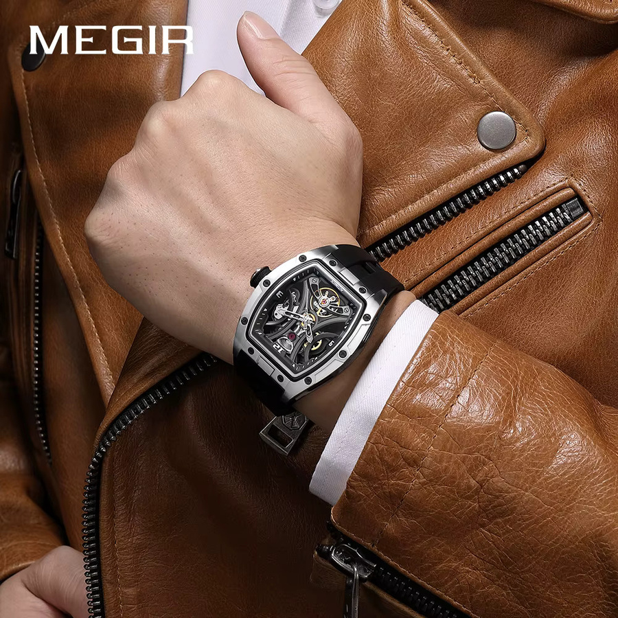 MEGIR Armbanduhr Automatik, Edelstahl, Weiß, Herren - Bild 4