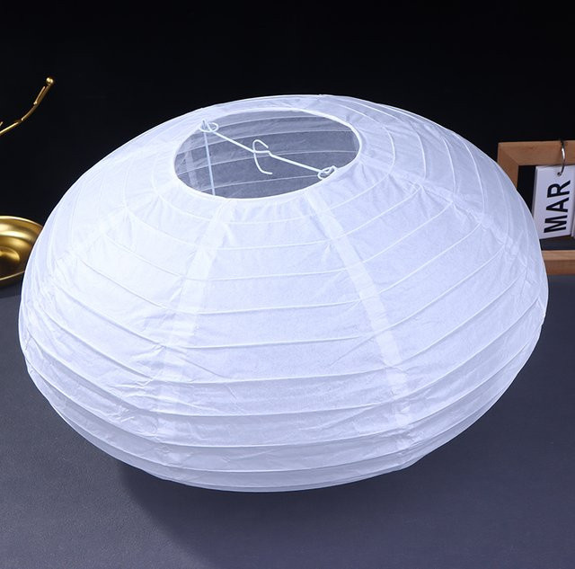 GUOMUZI Papierlampe Weiße Runde Hängelampe im Orientalischen Stil für Hochzeit und Party Durchmesser: 40 cm - Bild 1