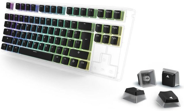 uRage Tastenkappen-Set Doubleshot PBT Pudding für mechanische Keyboards QWERTY US/UK in Schwarz - Bild 1