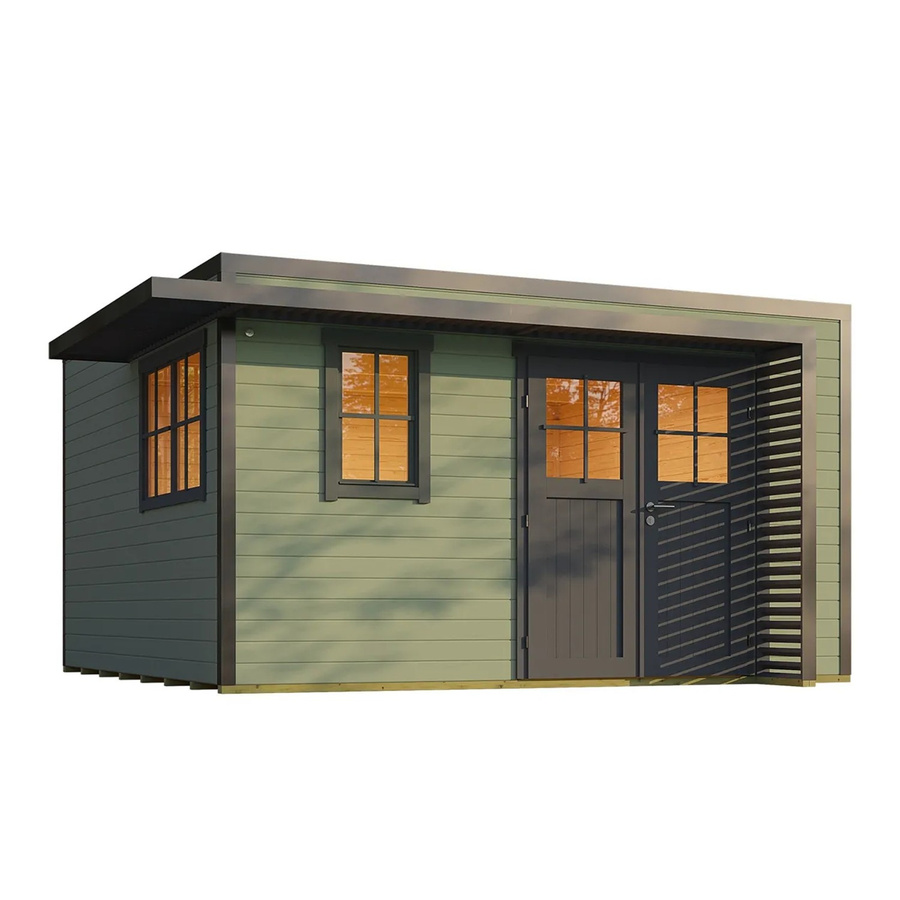 Weka Gartenhaus Amberley mit Tür und 2 Fenstern in Graugrün/Anthrazit, B/T: 400 x 400 cm - Bild 2