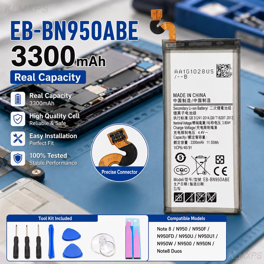 Samsung Galaxy Note 8 Akku EB-BN950ABA EB-BN950ABE mit Werkzeug, 3300 mAh, Schwarz - Bild 2