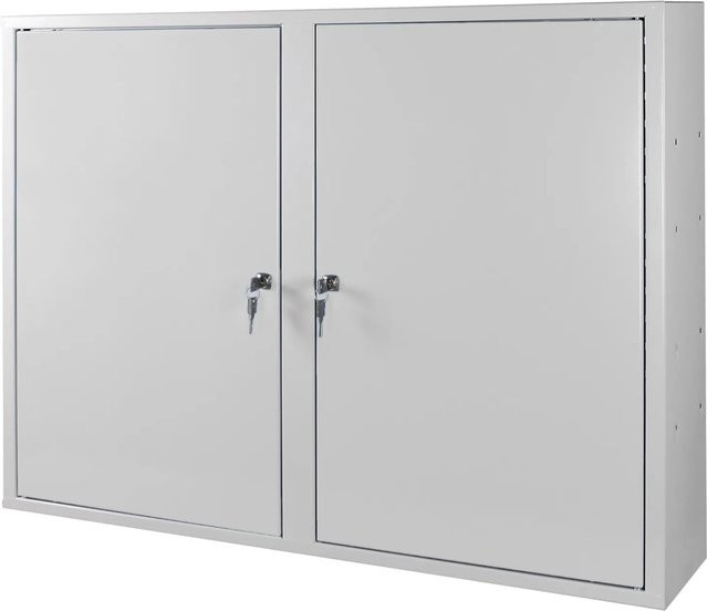 PROREGAL Werkzeugwandschrank aus Stahl mit 2 Türen und 3 Fachböden, Lichtgrau, H x B x T: 75 x 100 x 20 cm - Bild 1