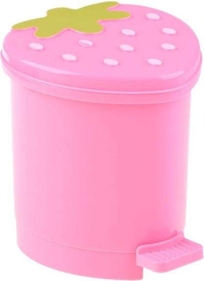 OOTDTY Mini-Erdbeer-Mülleimer mit Deckel aus Kunststoff in Pink für Schreibtisch und Klassenzimmer - Bild 1