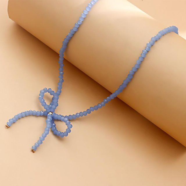 Choker Halskette Kristall Schleife, blau, Mädchen - Bild 1