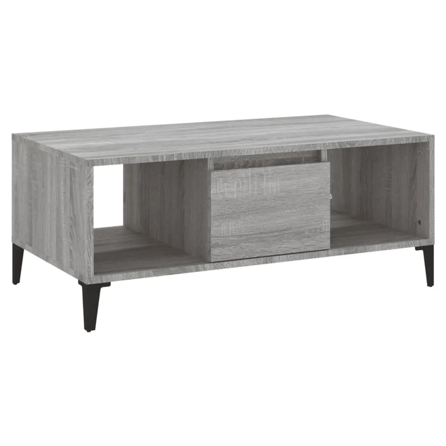 vidaXL Couchtisch Grau Sonoma aus Holzwerkstoff mit Metallbeinen, B/T/H: 90 x 50 x 36,5 cm - Bild 2