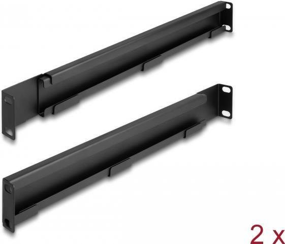 Delock Rack Bracket Seitenhalterung Schwarz 1U für 19 Zoll mit einstellbarer Länge 368 - 600 mm (2er Pack) - Bild 1