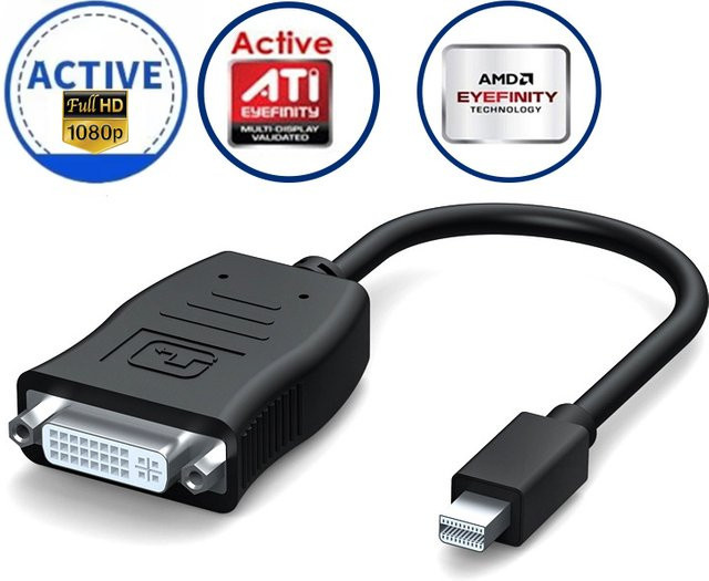 ATI Eyefinity Active Mini DisplayPort auf DVI-D Single-Link Adapter in Schwarz für Multi-Displays - Bild 1