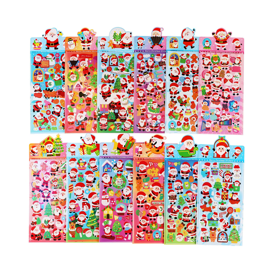 Weihnachten Goo Kartenaufkleber für Kinder, dekorative und wasserfeste DIY selbstklebende Aufkleber in Multicolor und Weiß - Bild 6