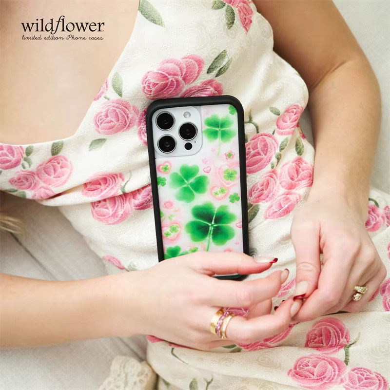 Wildflower Miss Lucky Handyhülle mit Blumenmuster und Kleeblatt für iPhone 12 bis iPhone 17 Pro Max Plus, Multicolor, stoßfest - Bild 3