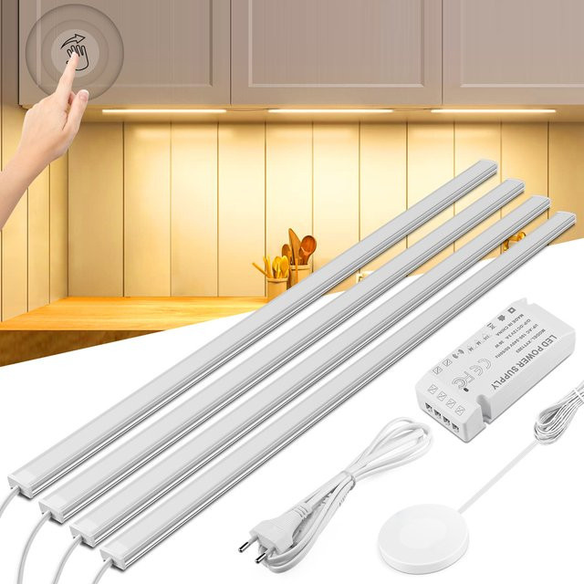 AIMENGTE LED Unterbauleuchte mit Bewegungssensor und Touch-Schalter, dimmbar, Holz-Design in Weiß, ideal für Küche, Badezimmer und Bar - Bild 1