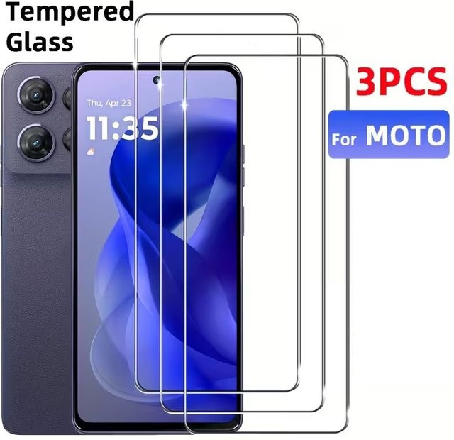 3er-Pack HD-Displayschutzfolie aus gehärtetem Glas für Motorola G53, G53J, G53Y, G60 5G, G54, G13 und G23 in Transparent - Bild 1
